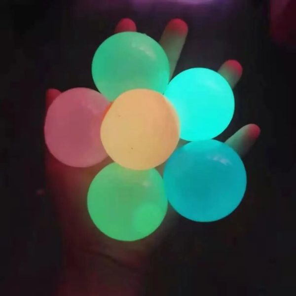 5/10pcs Luminous Sticky Ball Toys 4.5cm Sticky Wall Home Party Games Glow in the Dark Novelty Toys Decompression Squeeze Toy 4
