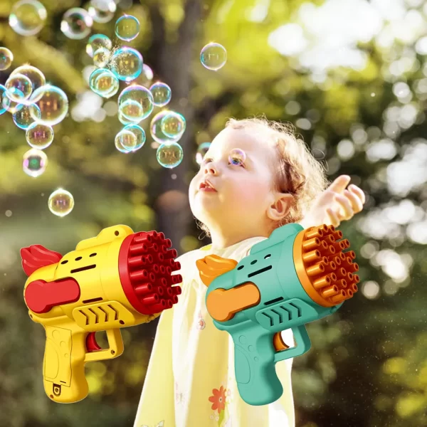 Bubble Gun Kids Toys Electric Automatic Soap Rocket Bubbles Machine Outdoor Wedding Party Toy LED Light Children Birthday Gifts 5