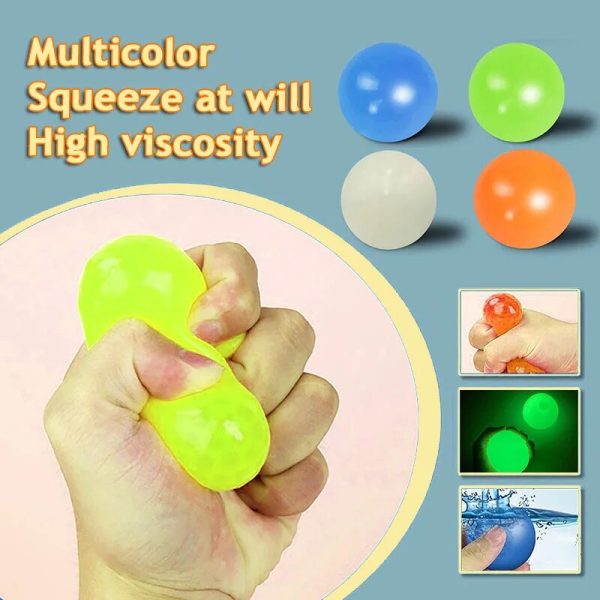 5/10pcs Luminous Sticky Ball Toys 4.5cm Sticky Wall Home Party Games Glow in the Dark Novelty Toys Decompression Squeeze Toy 2