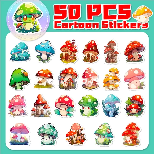 Mushroom Stickers (10/30/50/100 Random Stickers) 3